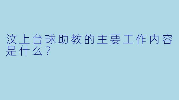 汶上台球助教的主要工作内容是什么?