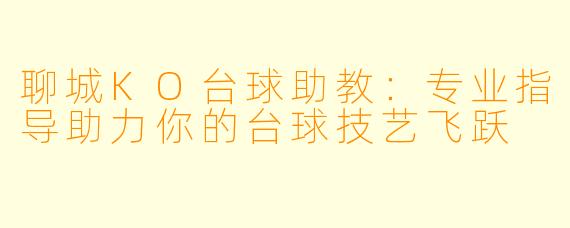 聊城KO台球助教：专业指导助力你的台球技艺飞跃
