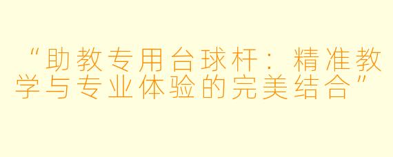 “助教专用台球杆：精准教学与专业体验的完美结合”