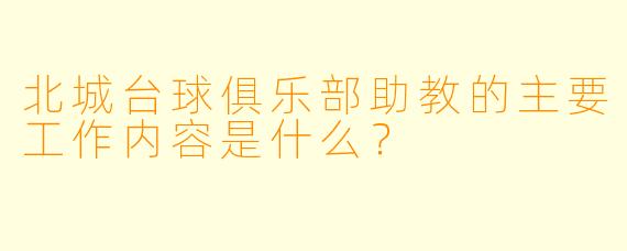 北城台球俱乐部助教的主要工作内容是什么？