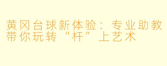 黄冈台球新体验：专业助教带你玩转“杆”上艺术