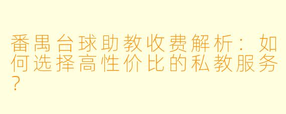 番禺台球助教收费解析：如何选择高性价比的私教服务？