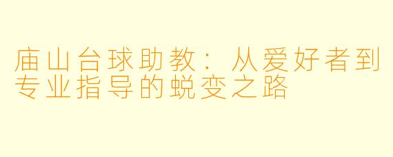 庙山台球助教：从爱好者到专业指导的蜕变之路