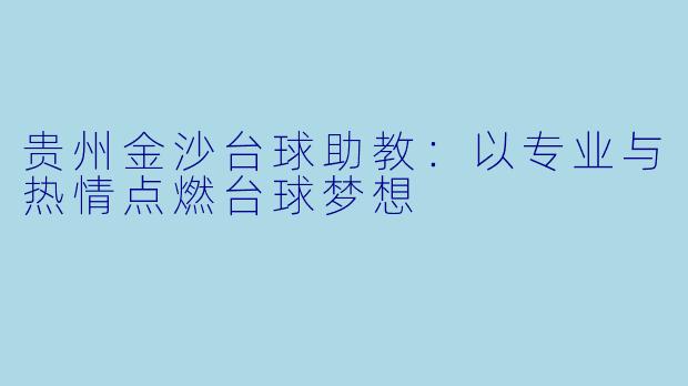 贵州金沙台球助教：以专业与热情点燃台球梦想