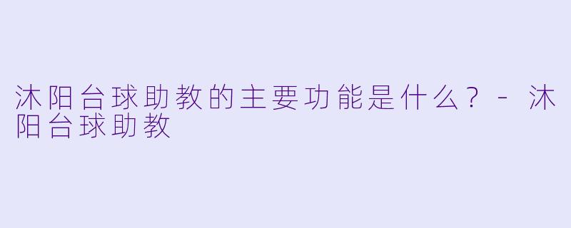 沐阳台球助教的主要功能是什么？-沐阳台球助教