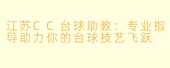 江苏CC台球助教：专业指导助力你的台球技艺飞跃
