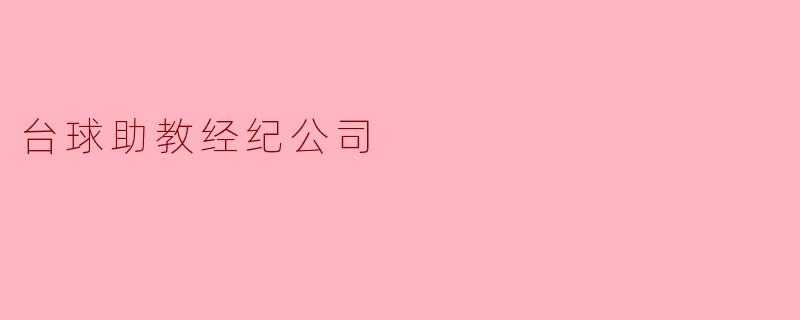 台球助教经纪公司
