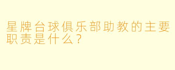 星牌台球俱乐部助教的主要职责是什么？