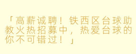 「高薪诚聘！铁西区台球助教火热招募中，热爱台球的你不可错过！」