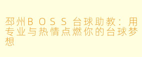 邳州BOSS台球助教：用专业与热情点燃你的台球梦想