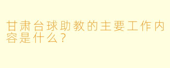 甘肃台球助教的主要工作内容是什么？