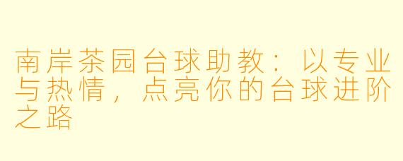 南岸茶园台球助教：以专业与热情，点亮你的台球进阶之路