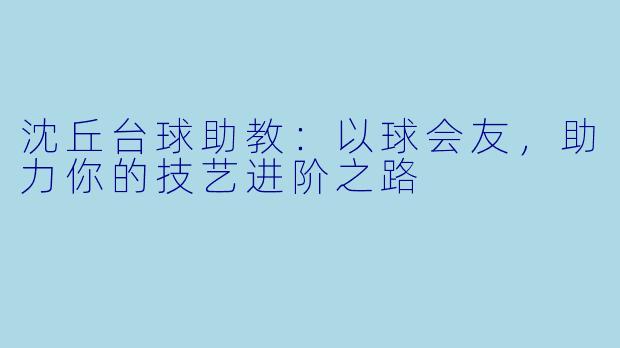 沈丘台球助教：以球会友，助力你的技艺进阶之路
