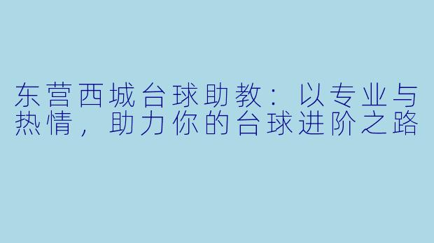 东营西城台球助教：以专业与热情，助力你的台球进阶之路