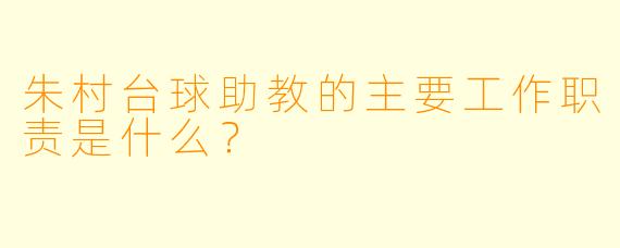朱村台球助教的主要工作职责是什么?