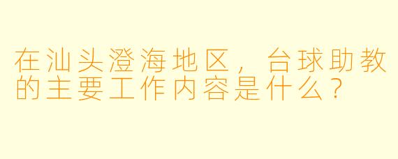 在汕头澄海地区，台球助教的主要工作内容是什么？