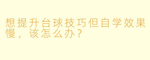 想提升台球技巧但自学效果慢，该怎么办？