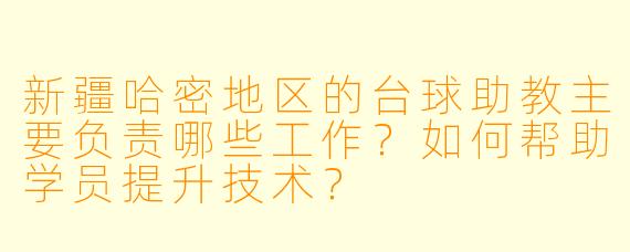 新疆哈密地区的台球助教主要负责哪些工作？如何帮助学员提升技术？