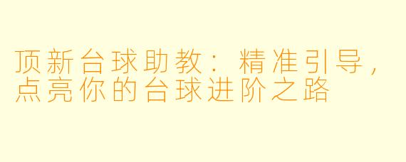 顶新台球助教：精准引导，点亮你的台球进阶之路