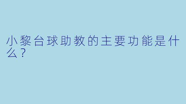 小黎台球助教的主要功能是什么？