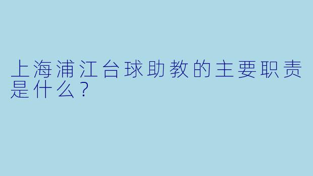 上海浦江台球助教的主要职责是什么？