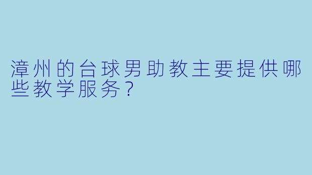 漳州的台球男助教主要提供哪些教学服务？
