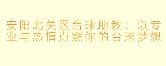 安阳北关区台球助教：以专业与热情点燃你的台球梦想