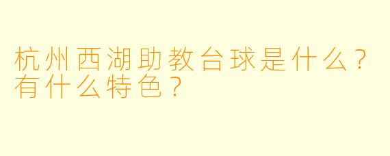 杭州西湖助教台球是什么？有什么特色？