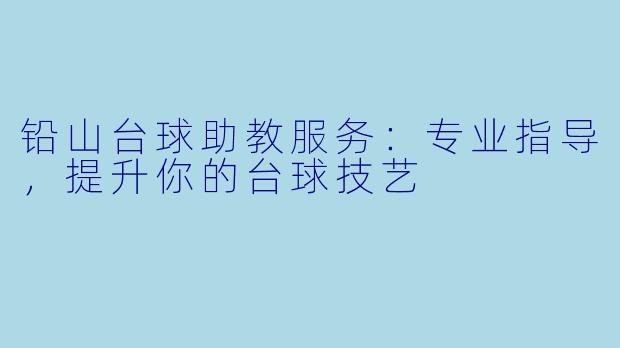 铅山台球助教服务：专业指导，提升你的台球技艺
