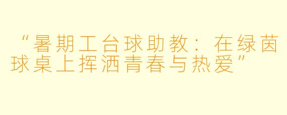 “暑期工台球助教：在绿茵球桌上挥洒青春与热爱”