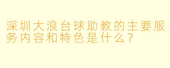 深圳大浪台球助教的主要服务内容和特色是什么？