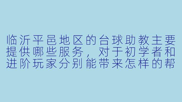 临沂平邑地区的台球助教主要提供哪些服务，对于初学者和进阶玩家分别能带来怎样的帮助？