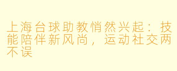 上海台球助教悄然兴起：技能陪伴新风尚，运动社交两不误