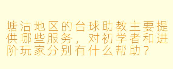 塘沽地区的台球助教主要提供哪些服务，对初学者和进阶玩家分别有什么帮助？