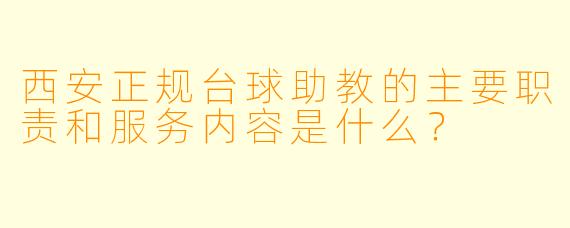 西安正规台球助教的主要职责和服务内容是什么?