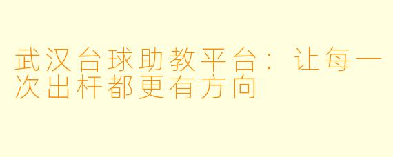 武汉台球助教平台：让每一次出杆都更有方向