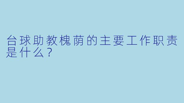 台球助教槐荫的主要工作职责是什么？