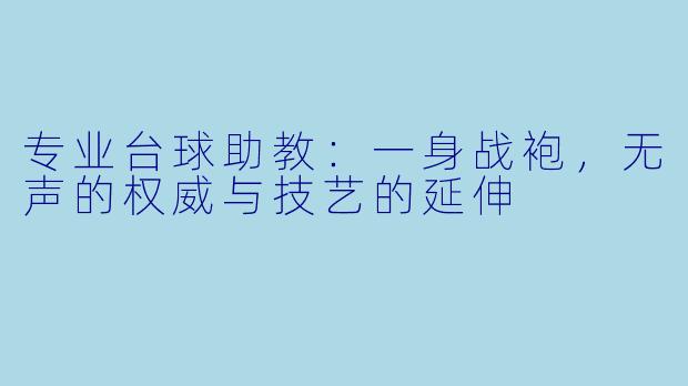 专业台球助教：一身战袍，无声的权威与技艺的延伸