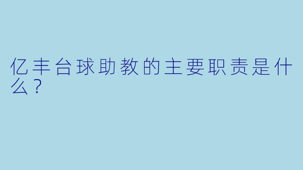 亿丰台球助教的主要职责是什么？