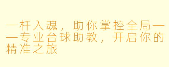 一杆入魂，助你掌控全局——专业台球助教，开启你的精准之旅
