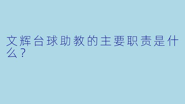 文辉台球助教的主要职责是什么？