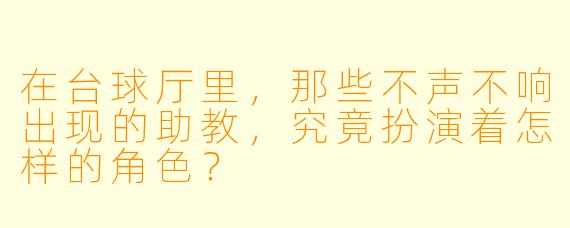在台球厅里，那些不声不响出现的助教，究竟扮演着怎样的角色？