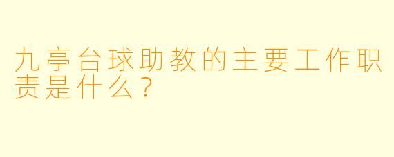 九亭台球助教的主要工作职责是什么?