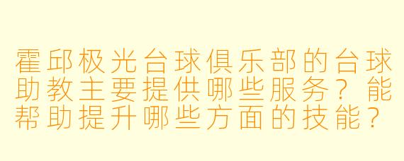 霍邱极光台球俱乐部的台球助教主要提供哪些服务？能帮助提升哪些方面的技能？