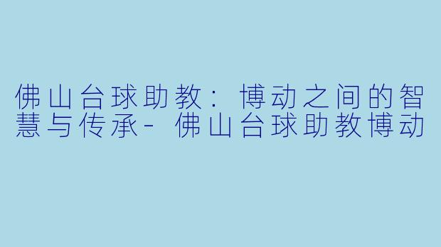 佛山台球助教：博动之间的智慧与传承-佛山台球助教博动