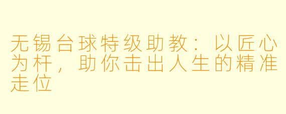 无锡台球特级助教：以匠心为杆，助你击出人生的精准走位