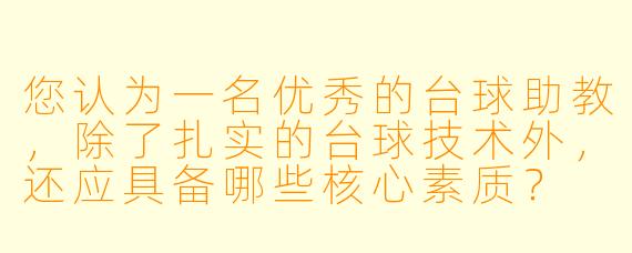 您认为一名优秀的台球助教，除了扎实的台球技术外，还应具备哪些核心素质？