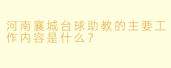 河南襄城台球助教的主要工作内容是什么？