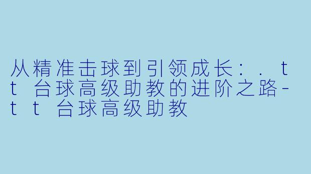 从精准击球到引领成长：.tt台球高级助教的进阶之路-tt台球高级助教