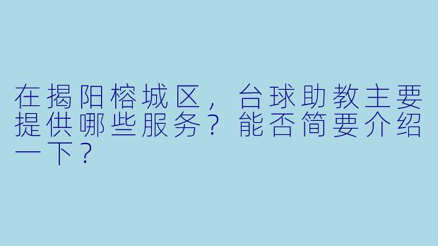 在揭阳榕城区,台球助教主要提供哪些服务?能否简要介绍一下?